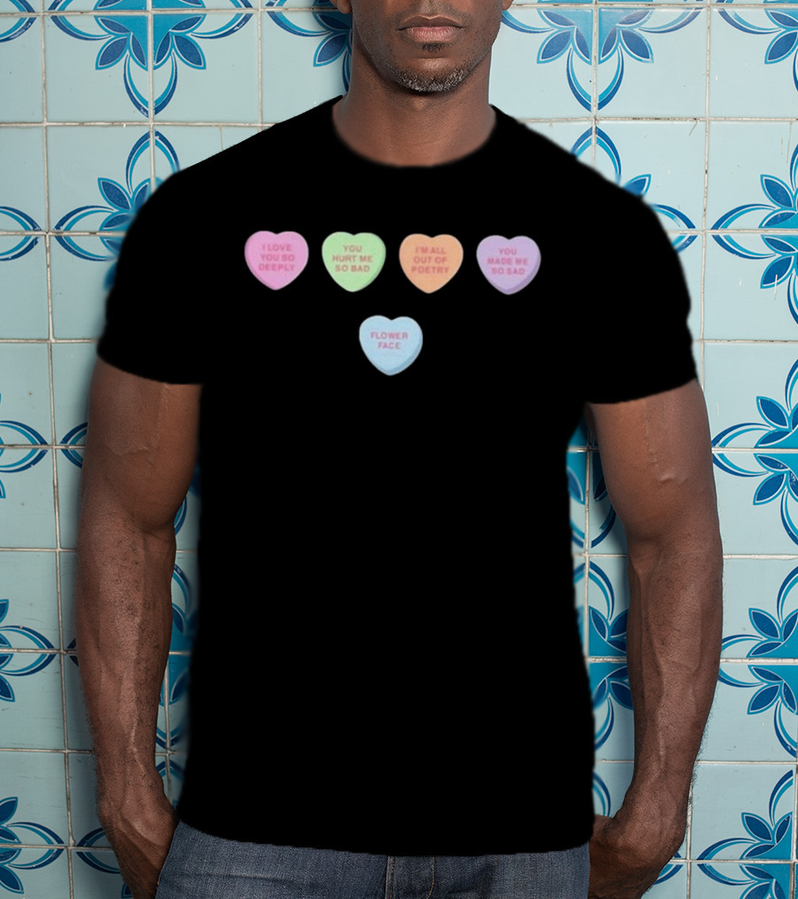 Flower Facem Candy Hearts T-Shirt