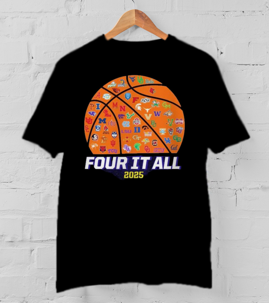 Four It All March Madness 2025 Women’s Basketball Logos T-Shirt