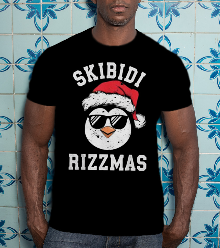 Funny Christmas Penguin Skibidi Rizzmas Merry Rizzmas T-Shirt