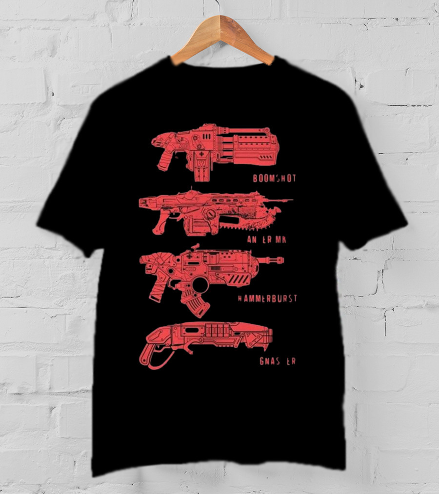 Gears Of War Boomshot Lancer Mk II Hammerburst Gnasher Weapon Stack T-Shirt