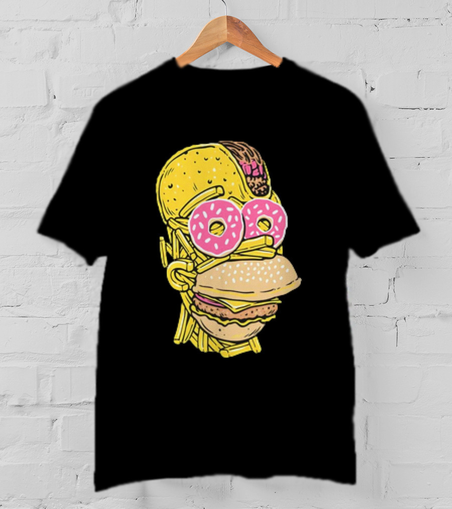 Homer Simpson And Junk Food Snack Head T-Shirt
