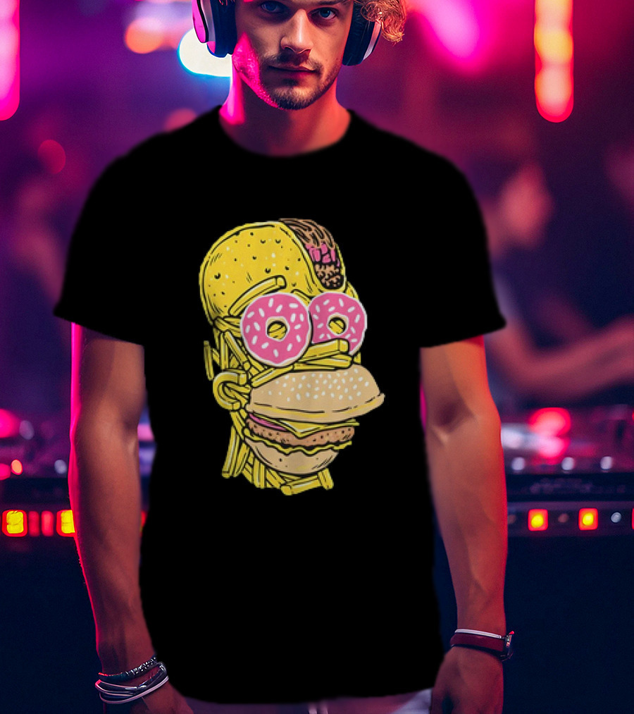 Homer Simpson And Junk Food Snack Head T-Shirt