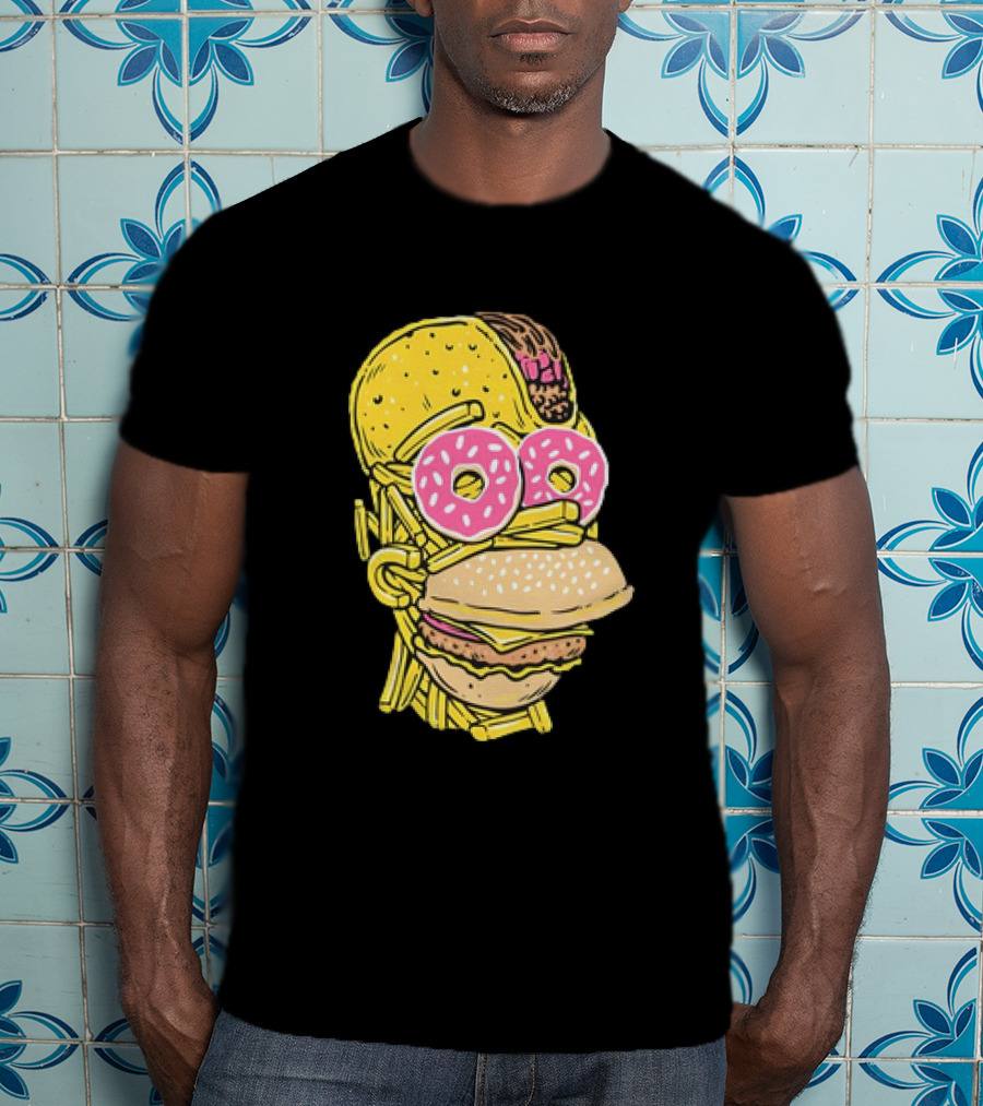 Homer Simpson And Junk Food Snack Head T-Shirt