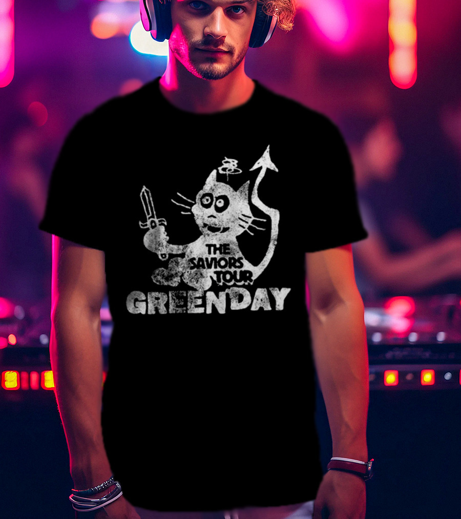 Green Day Cat And Sword T-Shirt