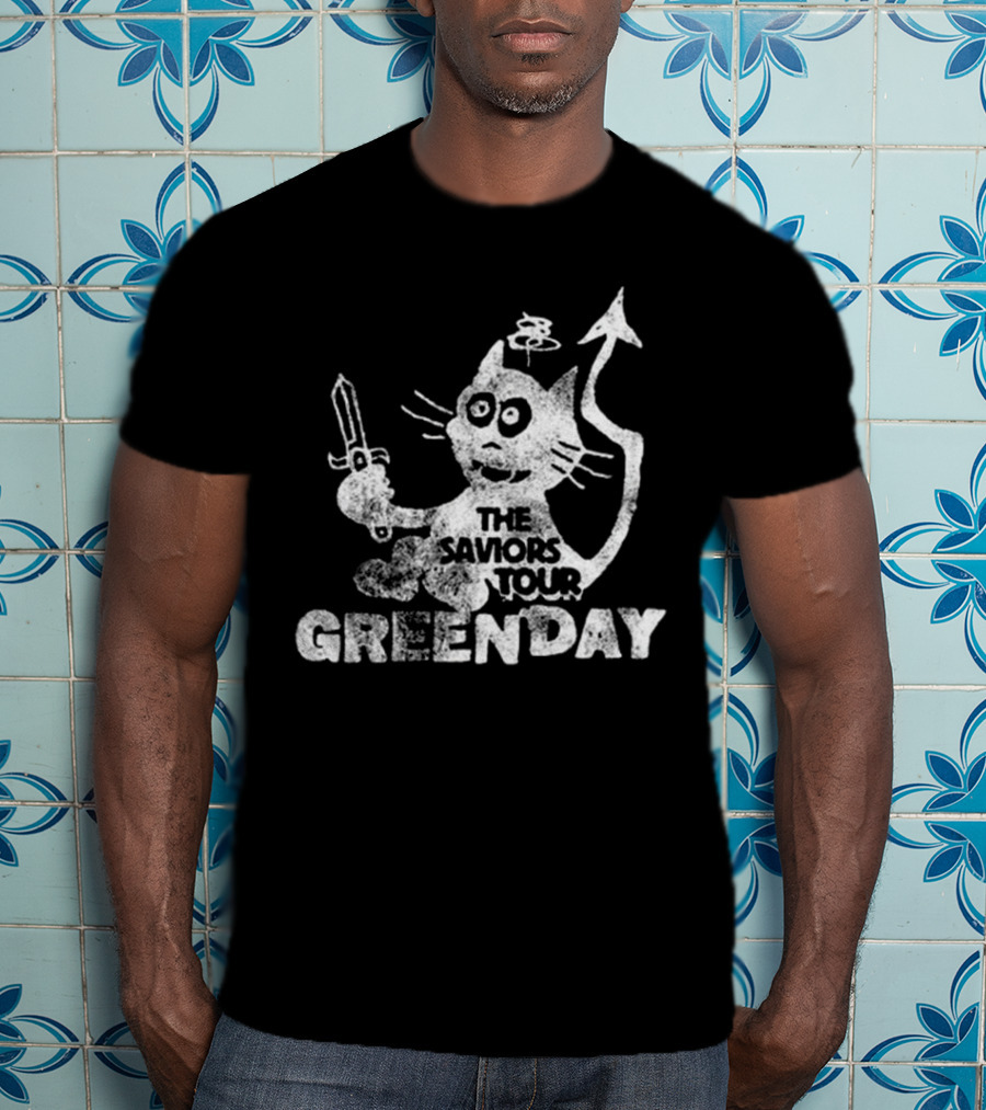 Green Day Cat And Sword T-Shirt