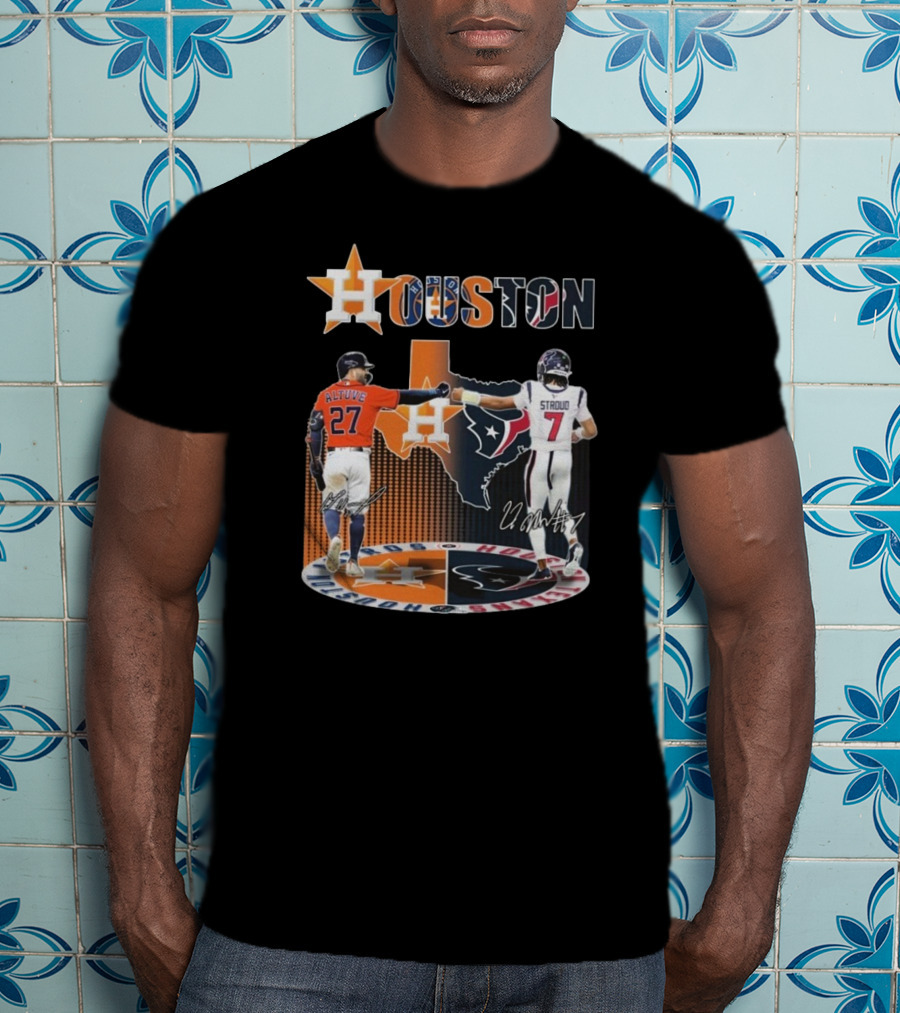 Houston Astros X Houston Texans Logo Signature 2025 T-Shirt
