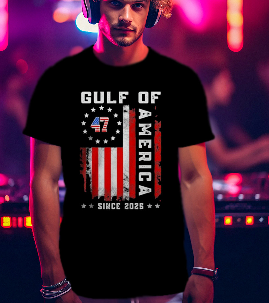 Gulf Of USA America Vintage USA Flag Grunged 2025 T-Shirt