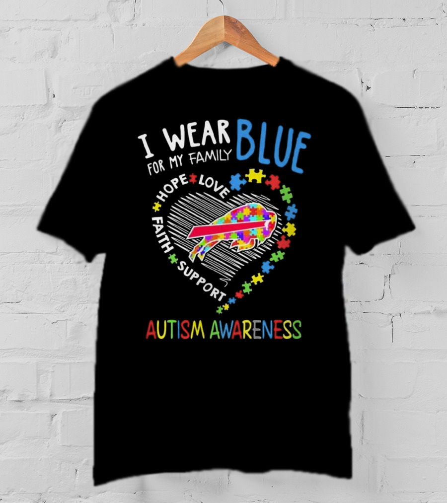 I Wear Blue For My Family Autism Awareness T-Shirt