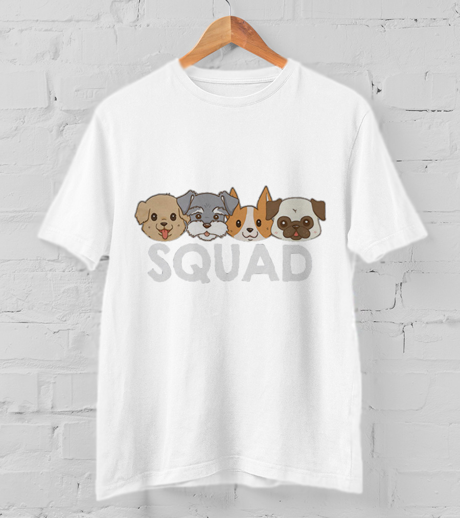 Cute Dogs Squad Faces T-Shirt