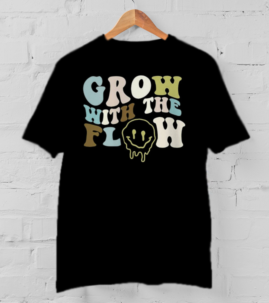Grow With The Flow Boho Peace Smiley Face T-Shirt