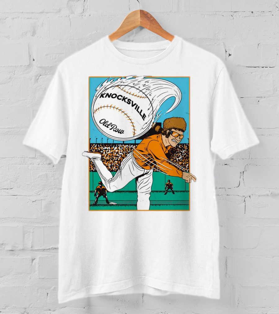 Knocksville Old Row Baseball Pitcher With Swirling Fastball And Spectator Crowd T-Shirt