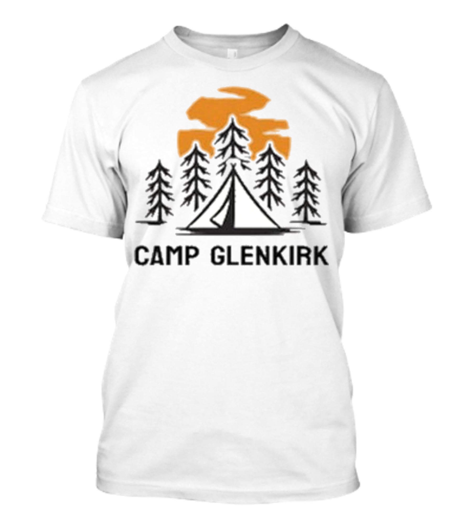 Camp Glenkirk Scenic Tent And Forest Sunset T-Shirt