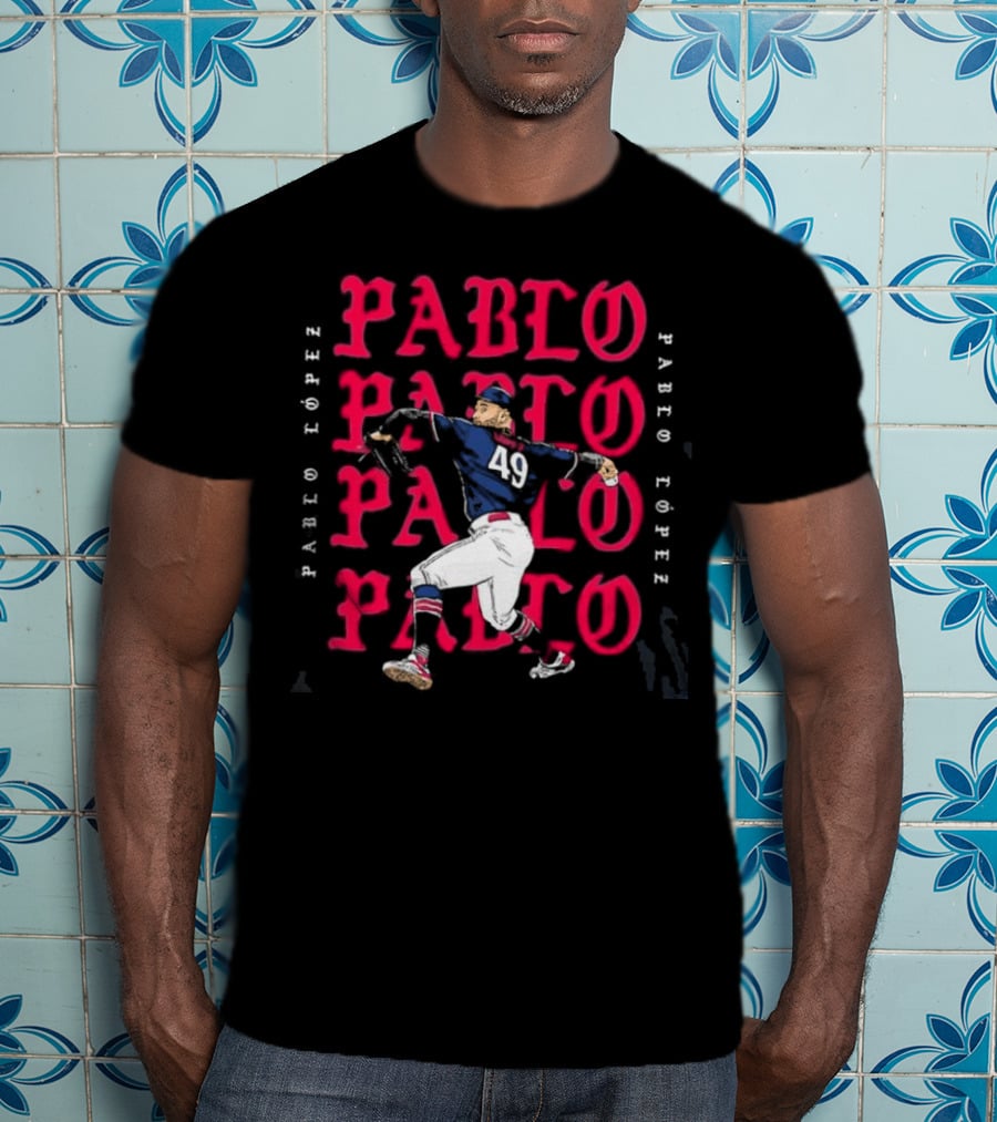 49 Pablo López Minnesota Twins Pitching Action Typography T-Shirt