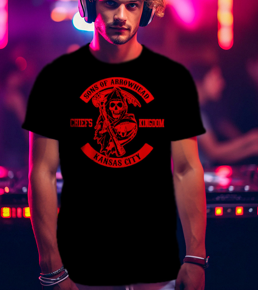 Sons Of Arrowhead Kansas City Chiefs Kingdom Grim Reaper Fan T-Shirt