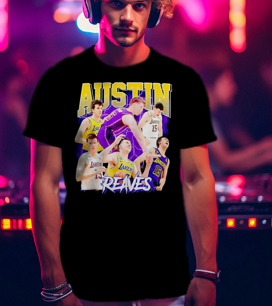 Austin Reaves Lakers Basketball Dynamic Action Collage T-Shirt