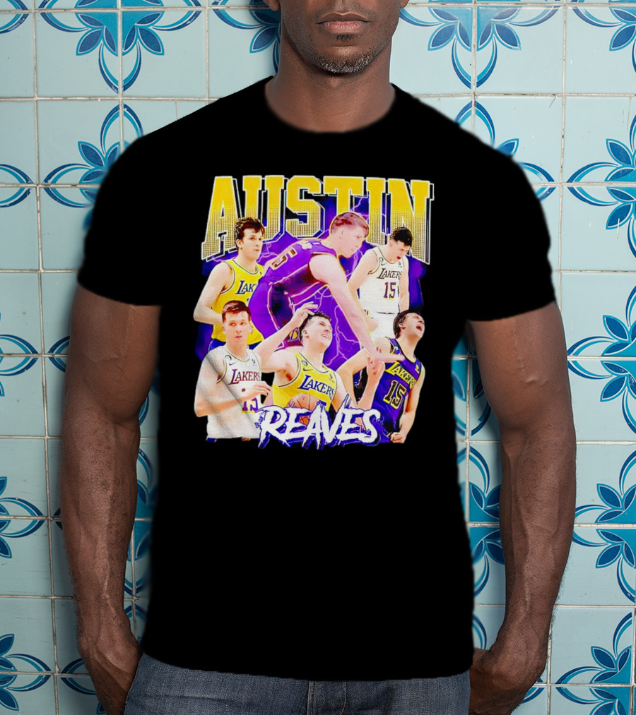 Austin Reaves Lakers Basketball Dynamic Action Collage T-Shirt