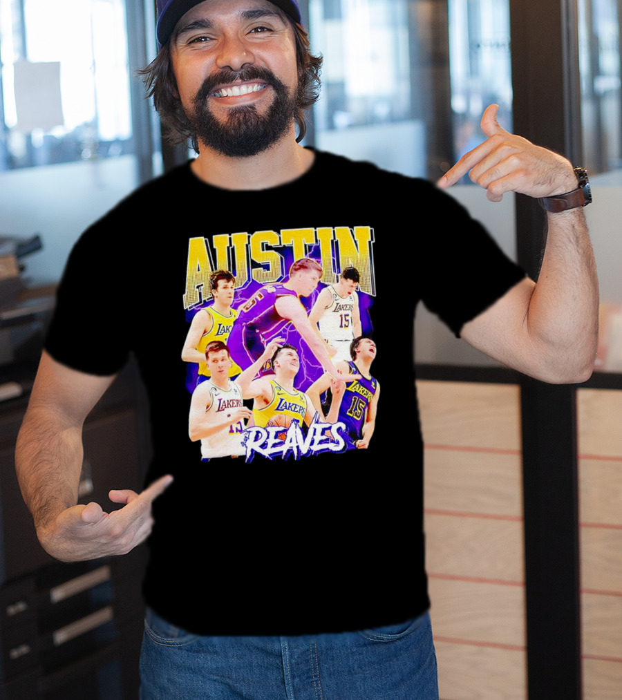 Austin Reaves Lakers Basketball Dynamic Action Collage T-Shirt