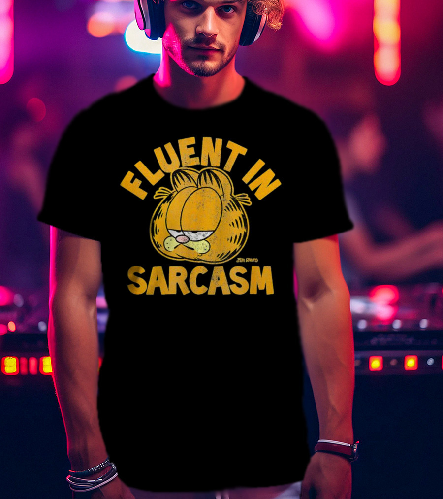 Garfield Fluent In Sarcasm Jim Davis Iconic Cat Image T-Shirt