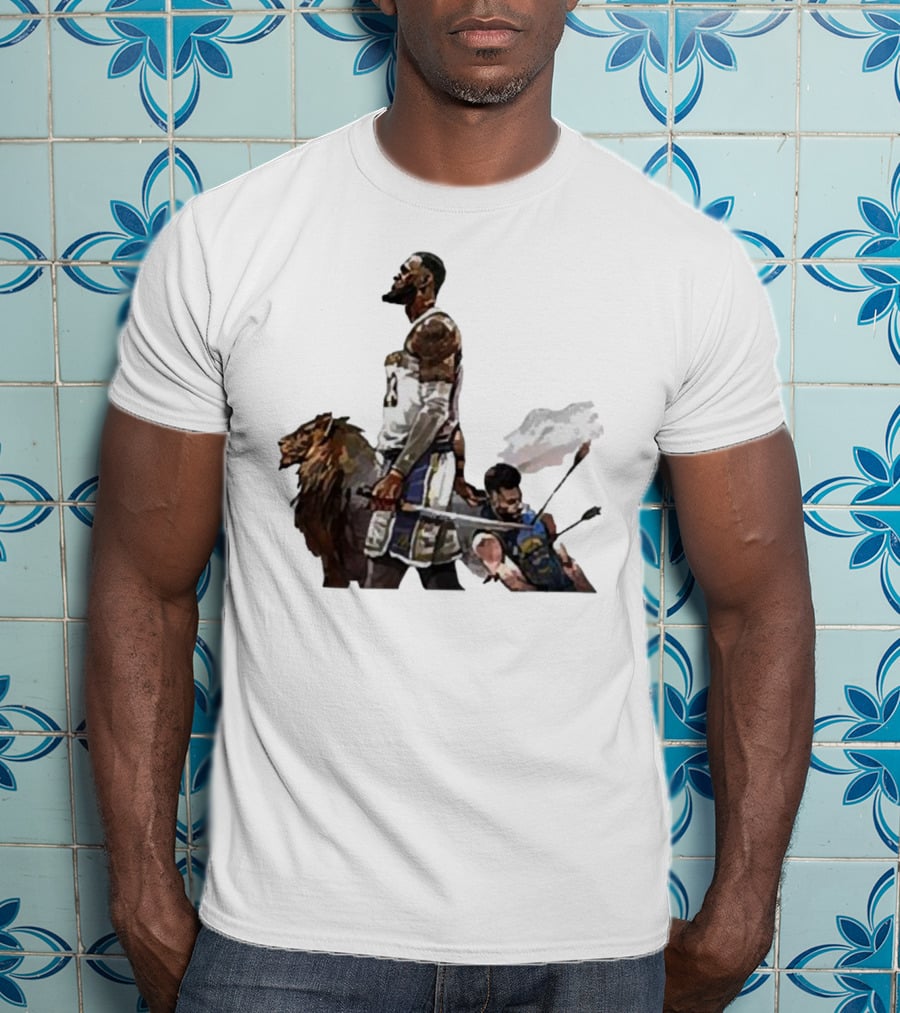 Lebron James Riding Lion Defeats Stephen Curry In Warrior Duel T-Shirt