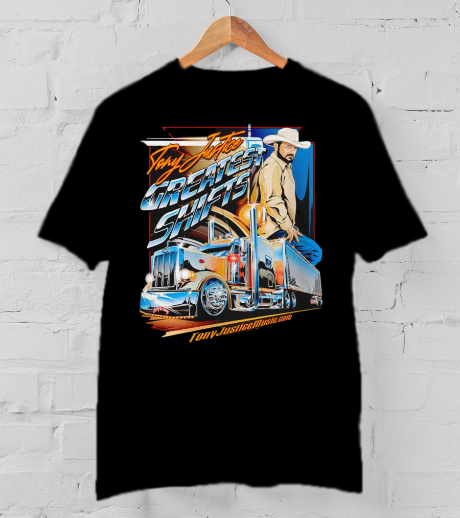 Tony Justice Music Greatest Shifts Trucking Art Cowboy T-Shirt