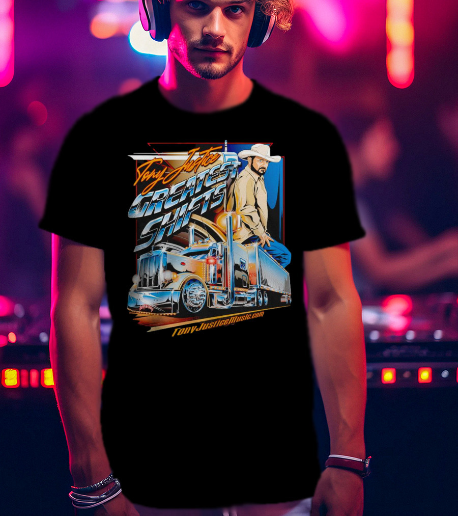 Tony Justice Music Greatest Shifts Trucking Art Cowboy T-Shirt