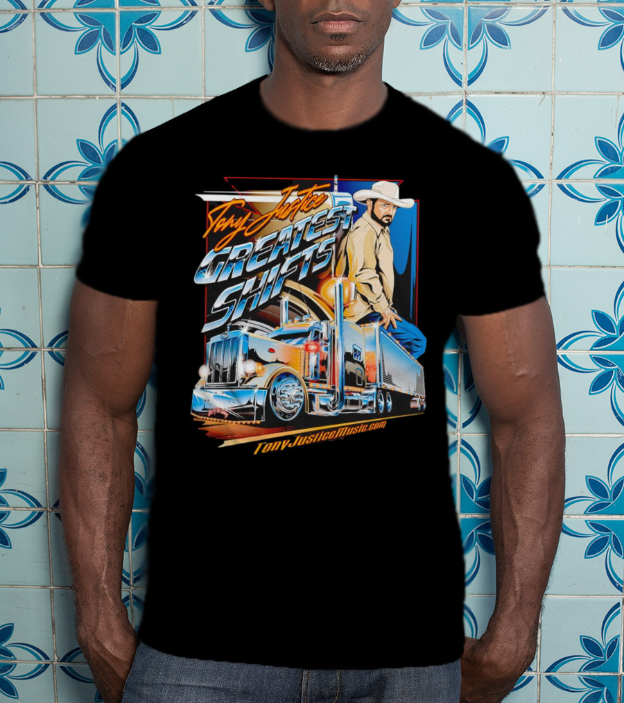 Tony Justice Music Greatest Shifts Trucking Art Cowboy T-Shirt