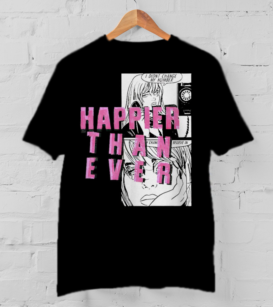 Happier Than Ever Didn't Change My Number Billie Eilish Comic T-Shirt