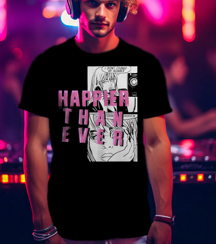 Happier Than Ever Didn't Change My Number Billie Eilish Comic T-Shirt