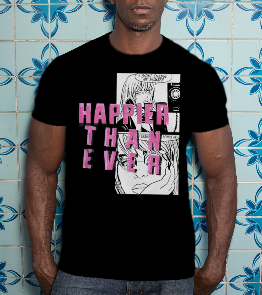 Happier Than Ever Didn't Change My Number Billie Eilish Comic T-Shirt