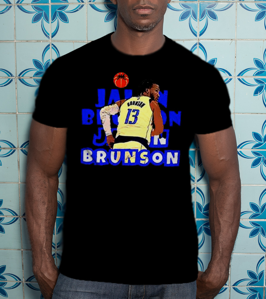 Jalen Brunson Basketball Highlight In Blue And White Jersey 13 T-Shirt