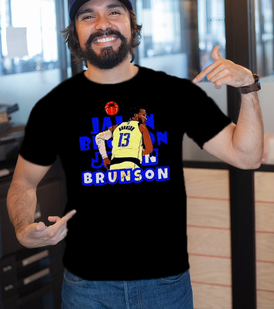 Jalen Brunson Basketball Highlight In Blue And White Jersey 13 T-Shirt