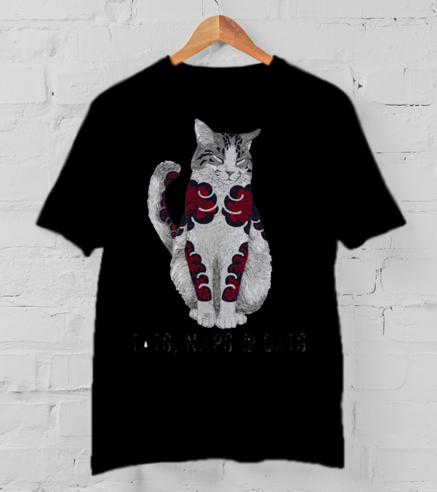 Tats Naps And Cats Inked Feline Charm T-Shirt