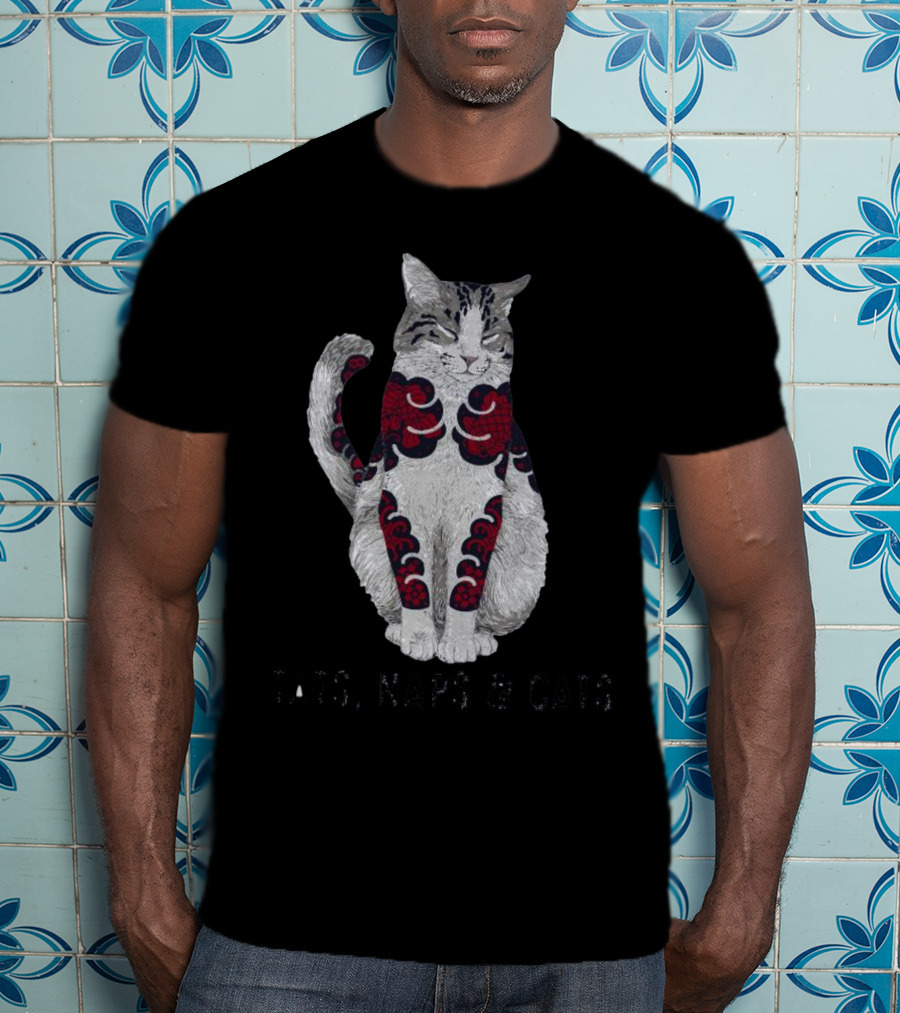 Tats Naps And Cats Inked Feline Charm T-Shirt