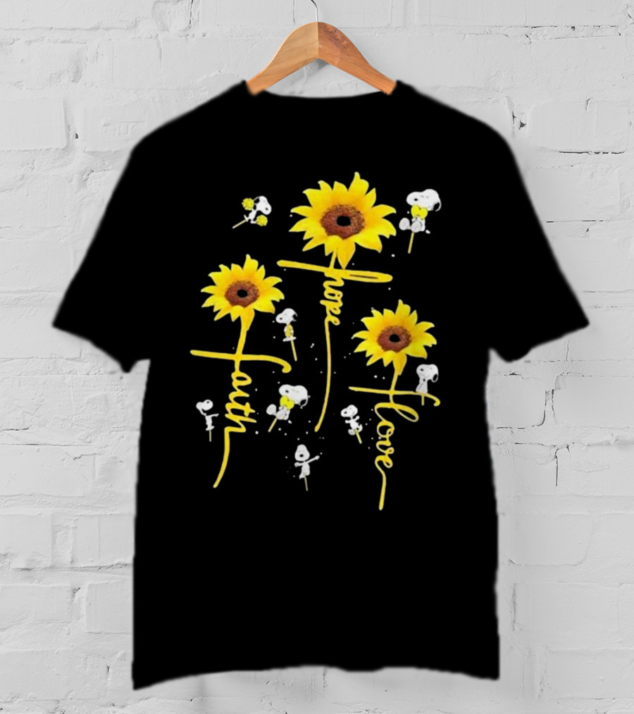 Snoopy Sunflowers Hope Faith Love T-Shirt