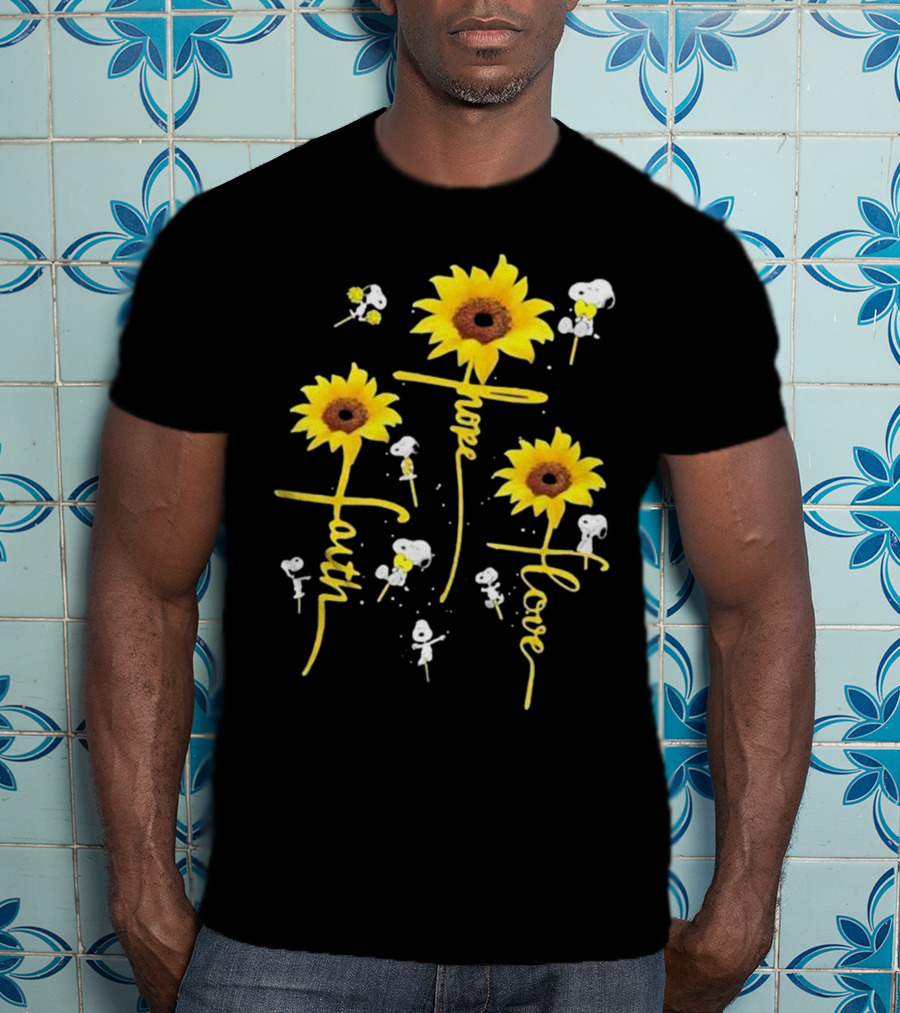 Snoopy Sunflowers Hope Faith Love T-Shirt