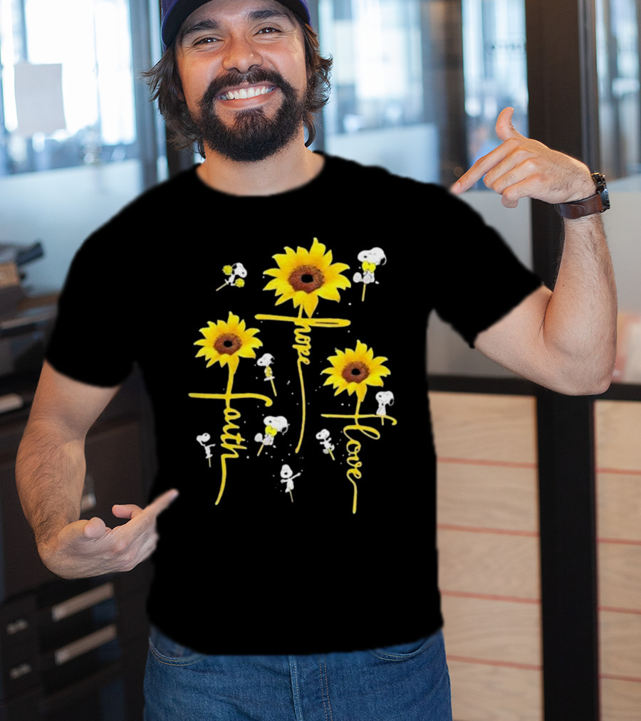 Snoopy Sunflowers Hope Faith Love T-Shirt