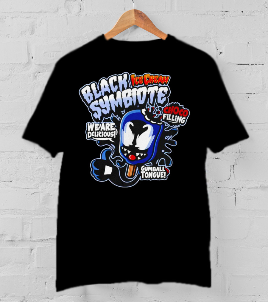Black Symbiote Ice Cream Choco Filling Gumball Tongue We Are Delicious T-Shirt