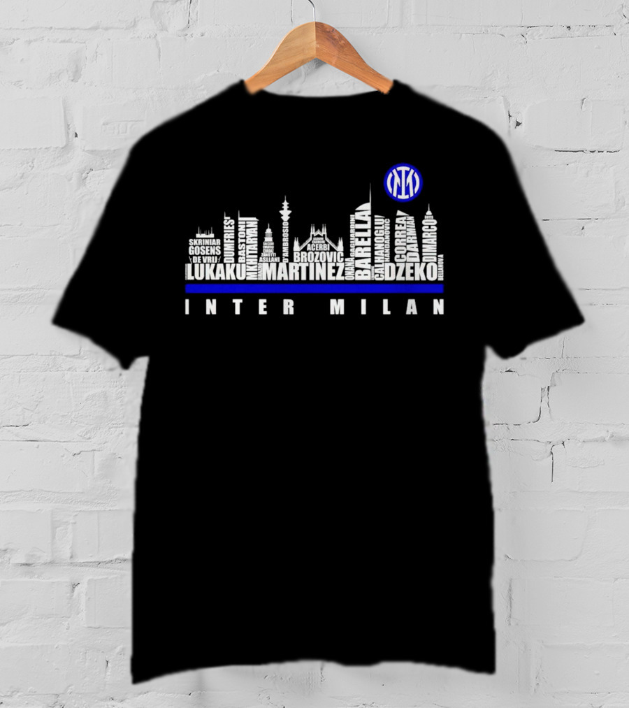 Edizione Limitata Inter Milan Team Skyline Lukaku Martinez Barella Dzeko Brozovic T-Shirt