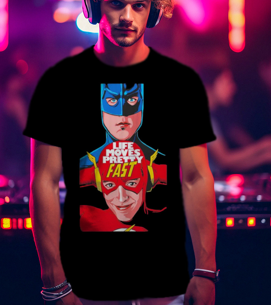 Life Moves Pretty Fast Batman And Flash Crossover T-Shirt
