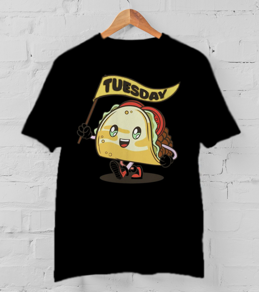 Happy Taco Holding Tuesday Flag T-Shirt