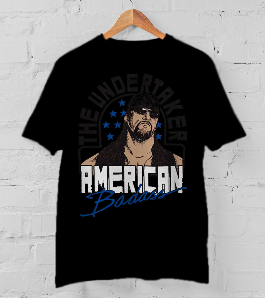 The Undertaker American Badass Stars Sunglasses Long Hair T-Shirt