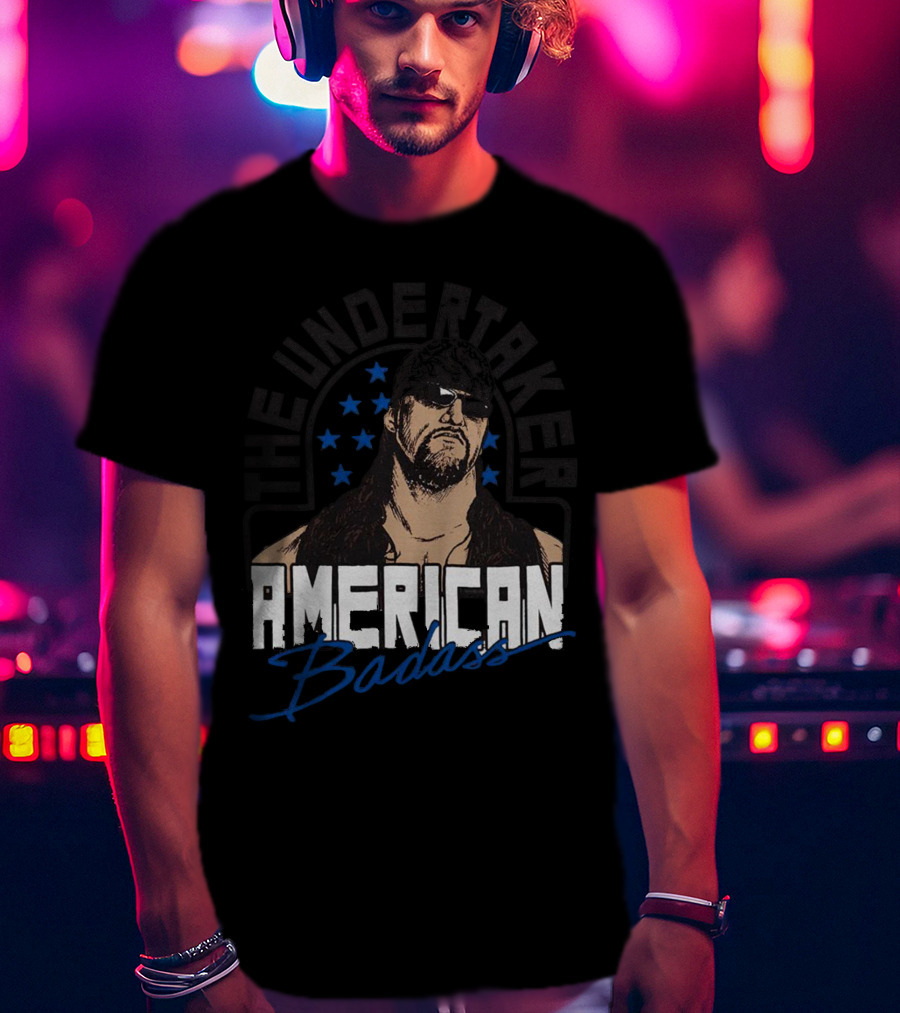 The Undertaker American Badass Stars Sunglasses Long Hair T-Shirt