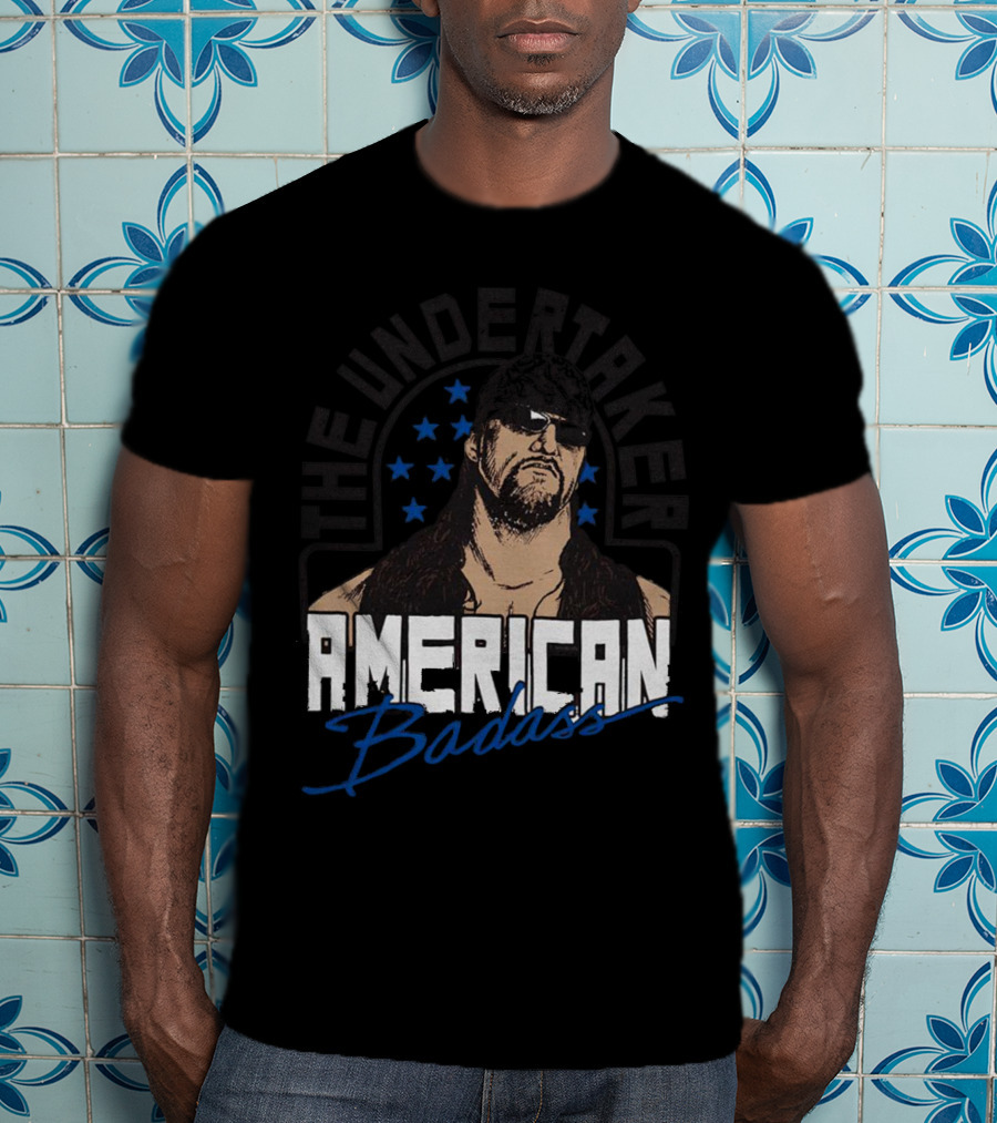 The Undertaker American Badass Stars Sunglasses Long Hair T-Shirt