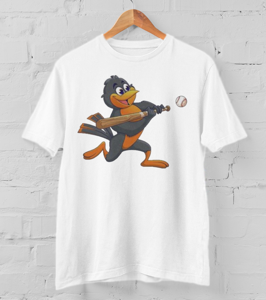 Baltimore Orioles Bird Bat Baseball Swing T-Shirt