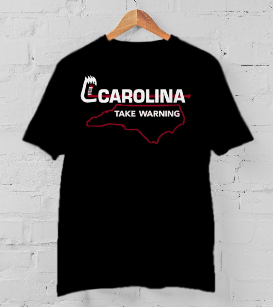 Carolina Hockey Take Warning State Outline T-Shirt
