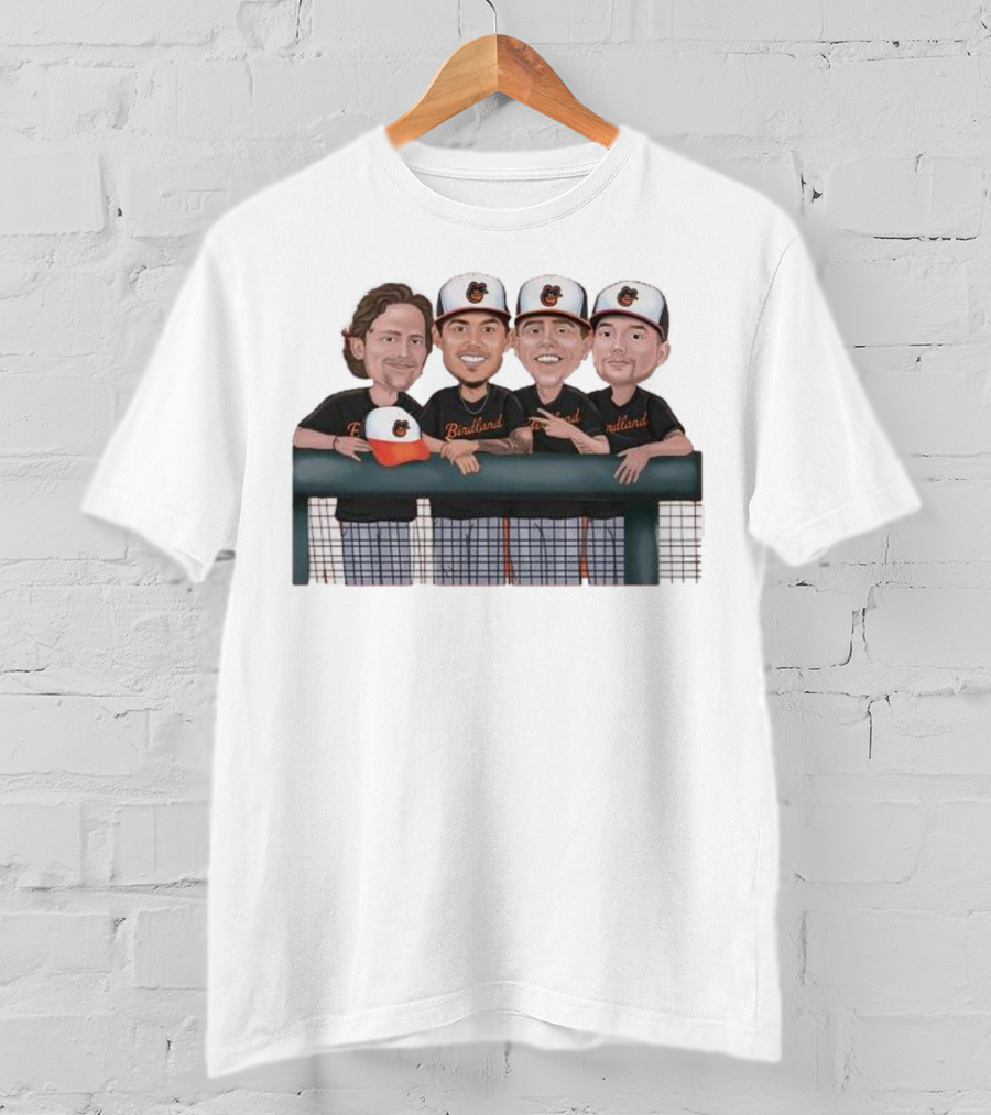 Dugout Boys Birdland Baltimore Orioles Players Cartoon Caricature T-Shirt