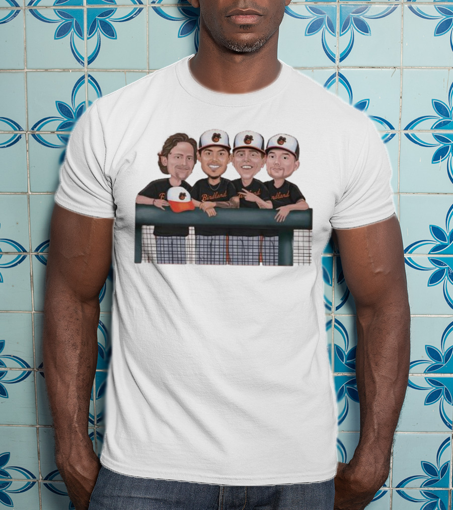 Dugout Boys Birdland Baltimore Orioles Players Cartoon Caricature T-Shirt