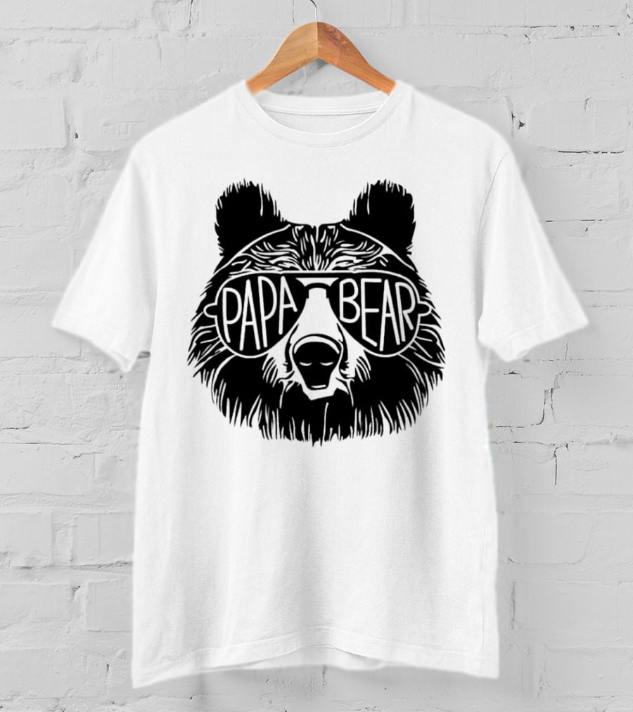 Papa Bear Sunglasses Cool Bear Head T-Shirt
