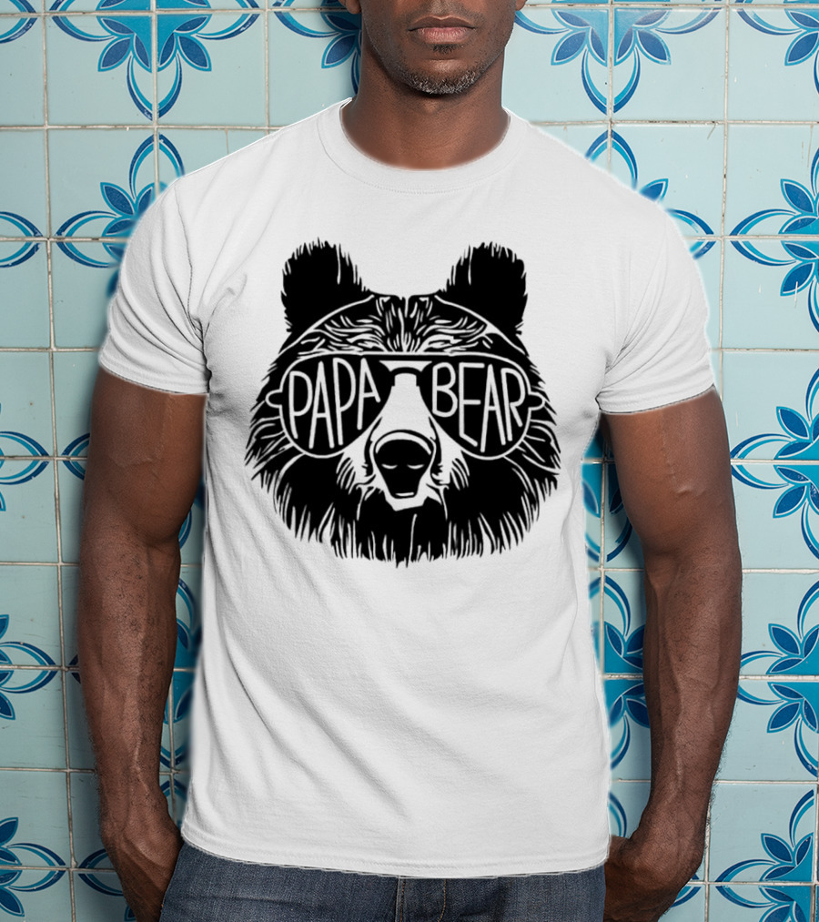 Papa Bear Sunglasses Cool Bear Head T-Shirt