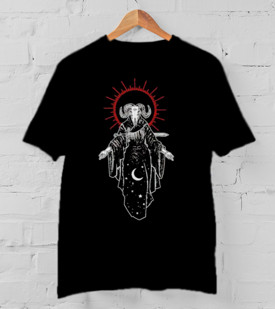 Micah Ulrich The Queen Of Swords Tarot Symbolism Ram Skull Celestial T-Shirt